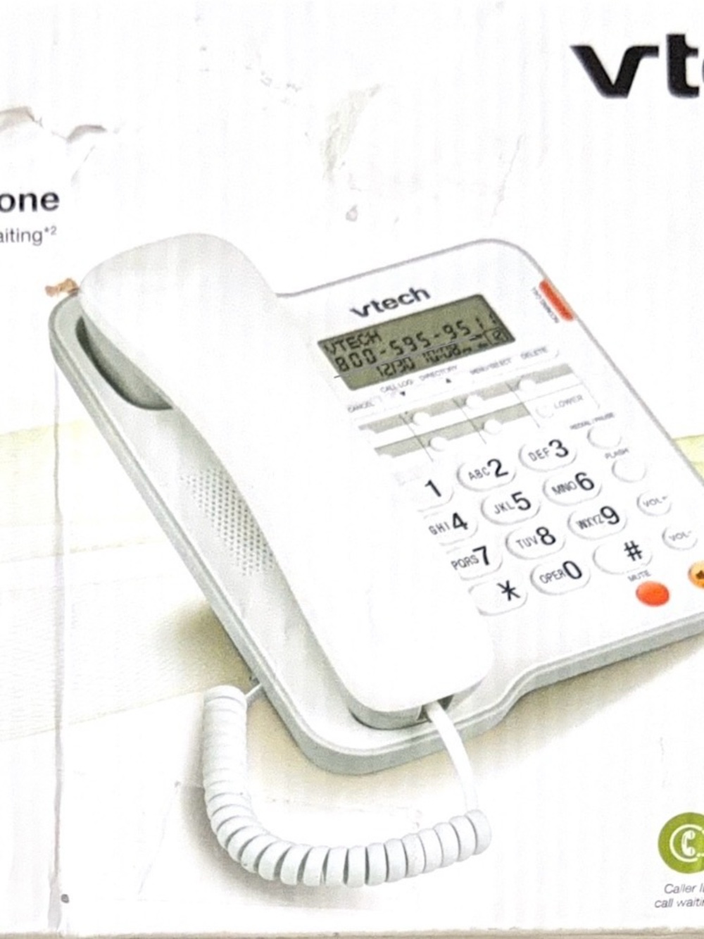 VTech CD1153 Corded Telephone White Caller ID Speakerphone Home Office Phone
